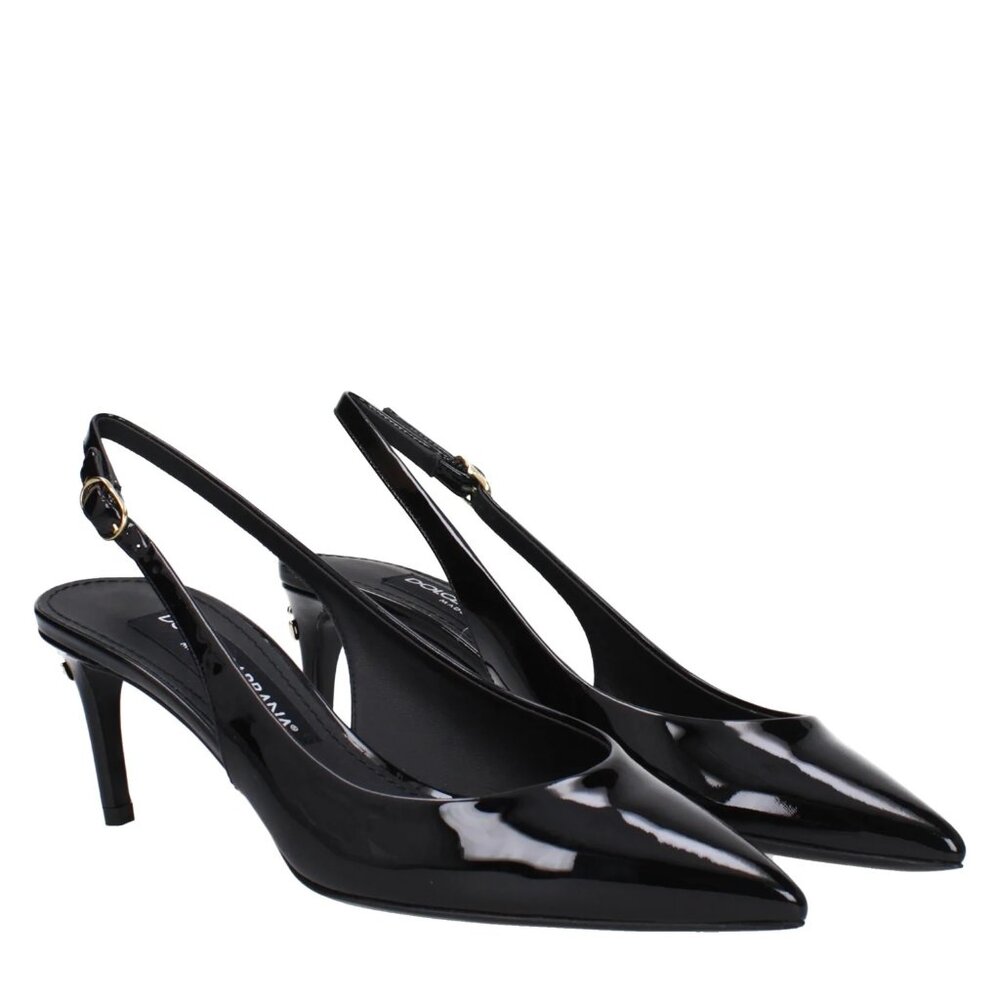 Dolce & Gabbana DG Logo Patent Slingback Pump, Size 38, Black